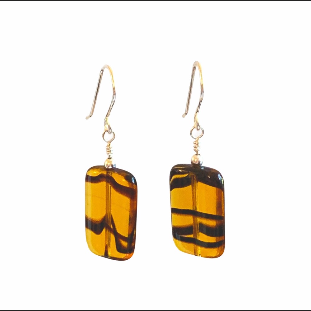 NEW Glass Tortoiseshell Pattern Earrings Handmade